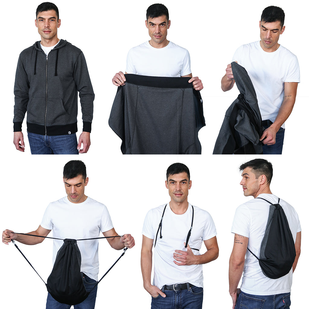 Sweatshirt that turns into a backpack sale